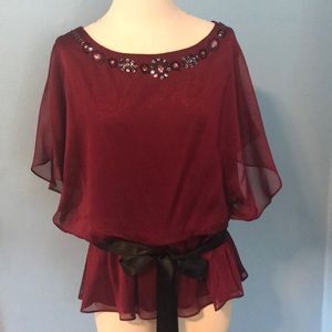 Wine Red Evening Blouse.